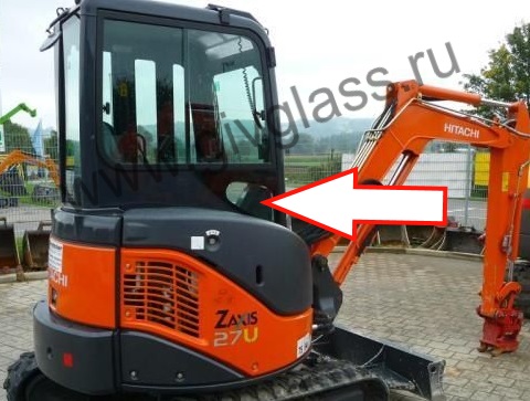 Экскаватор HITACHI ZX 22U/27U/30U/40U/50U - Стекло кузовное правое нижнее (закаленное)

​